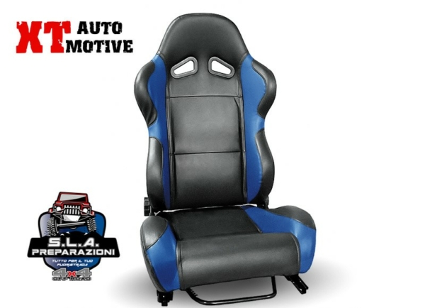 SEDILE SPORTIVO IN ECOPELLE NERO-BLU