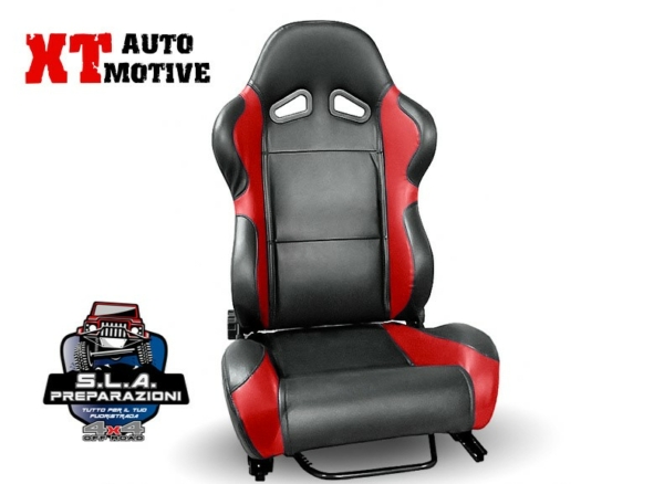 SEDILE SPORTIVO IN ECOPELLE NERO-ROSSO